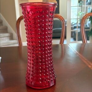 Red Hobnail Glass Vase - Home Accents